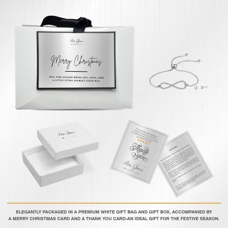 Women's Infinity Bracelet & Earrings Set with Austrian Crystals