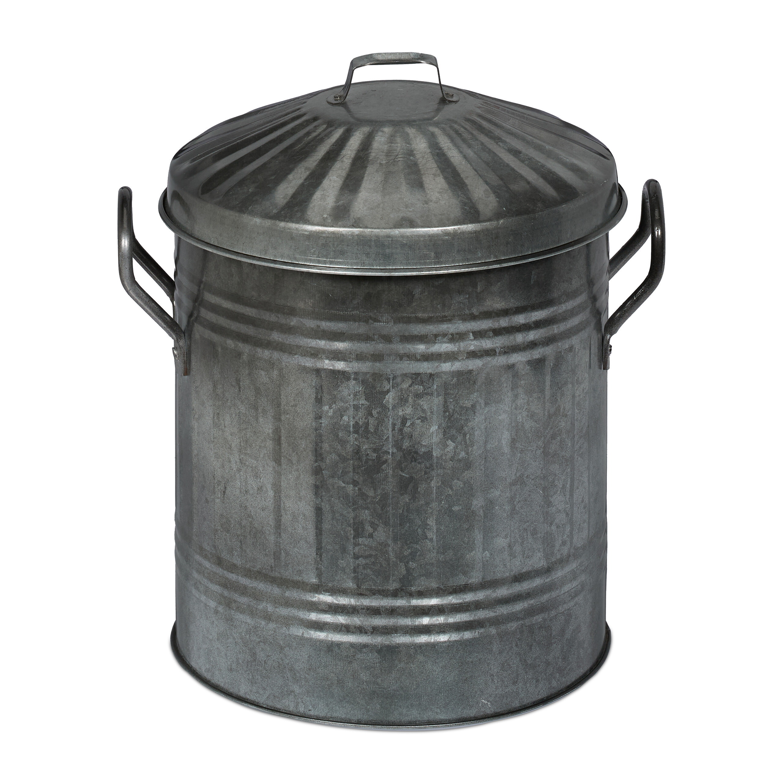 TEMU Seau à cendres avec couvercle, 10 litres, fer galvanisé, 36 x x 27 cm, argenté, avec poignées de transport, pour cendres refroidies, charbon, ,