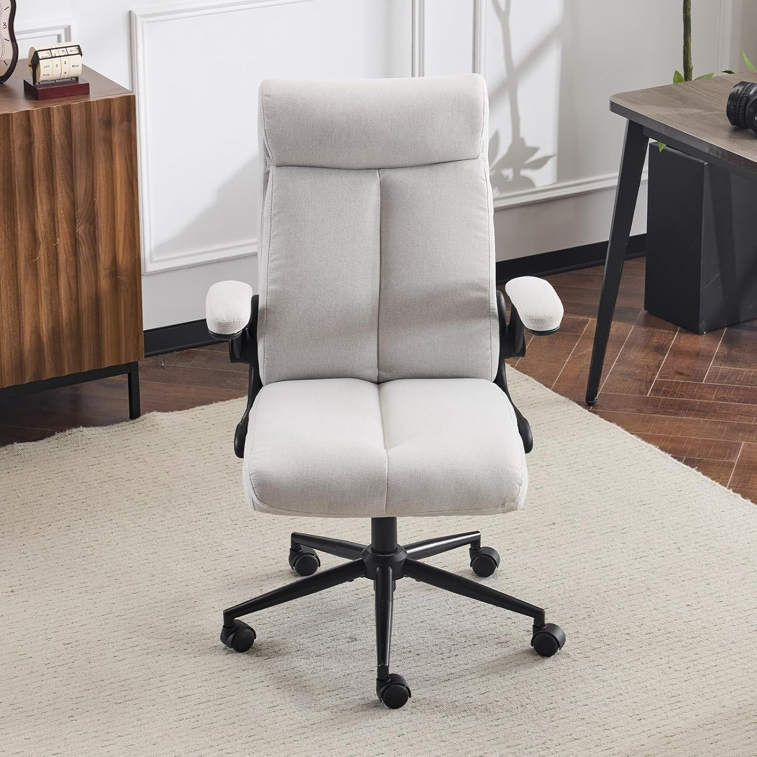 TEMU Bonnlo Chaise de Bureau, Fauteuil avec Accoudoir Pliables, Siège avec Mécanisme à , Fauteuil Bureau avec roulettes Pivotantes
