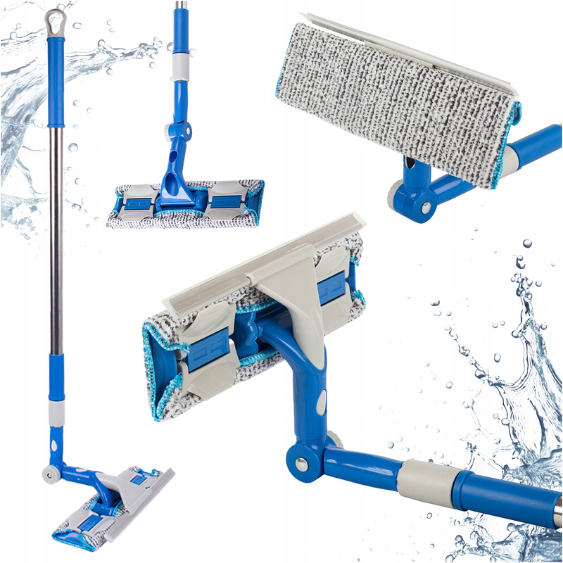 Window Cleaner With Telescopic Handle, Rotating Head, Double-sided Microfiber And Squeegee, Effective Streak-free Cleaning, To High Surfaces, Ideal For Shower , Tiles, Large Windows