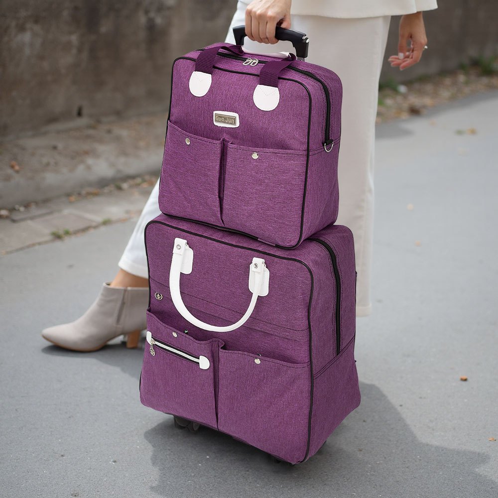 TEMU Portable 2pcs Travel Luggage Set Combo With Universal Wheels, Travel Duffel Bag, Lightweight Suitcase Set, Compact Carry - On Case And Companion