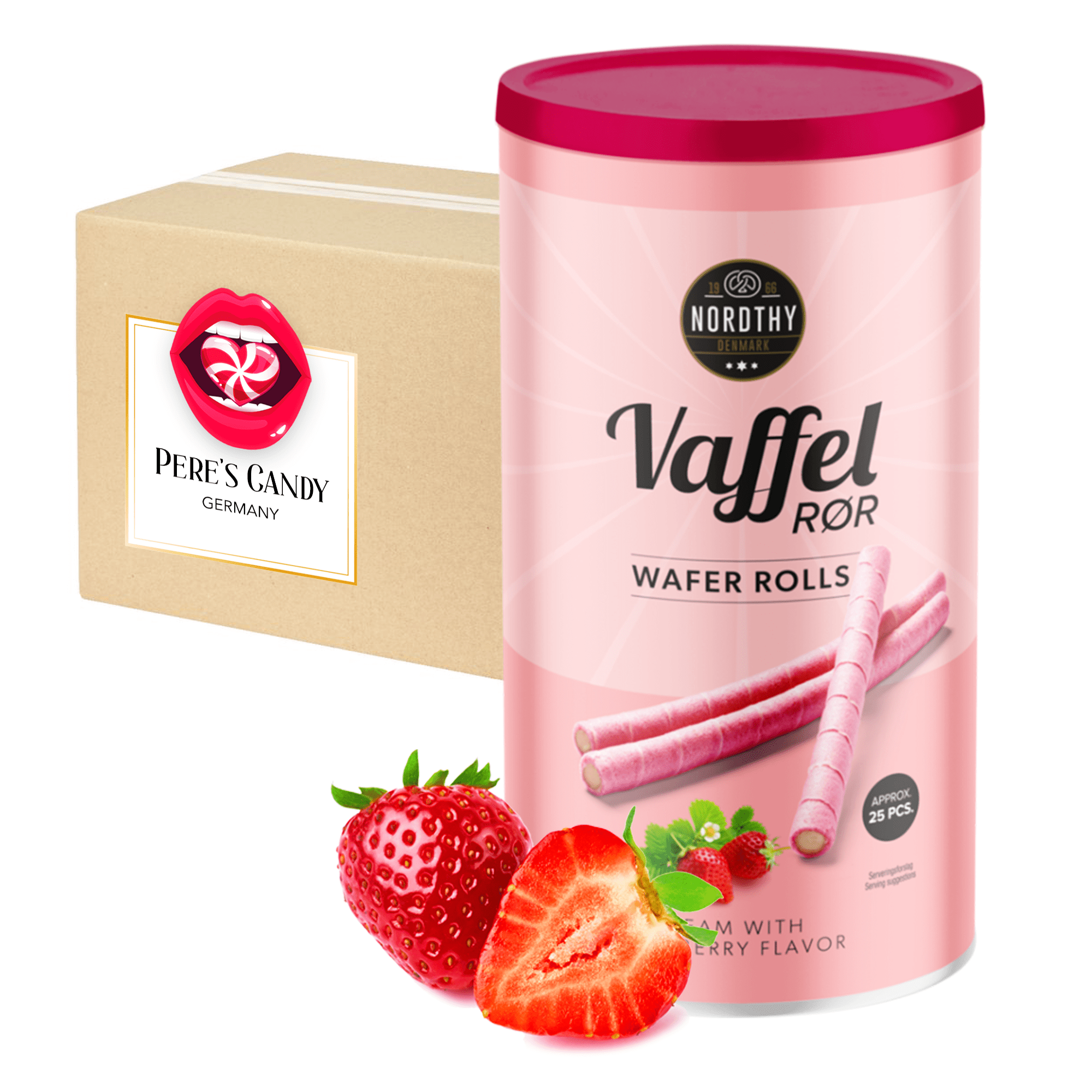 3x250g Wafer Sticks - Wafer Rolls With Strawberry Flavor From Denmark