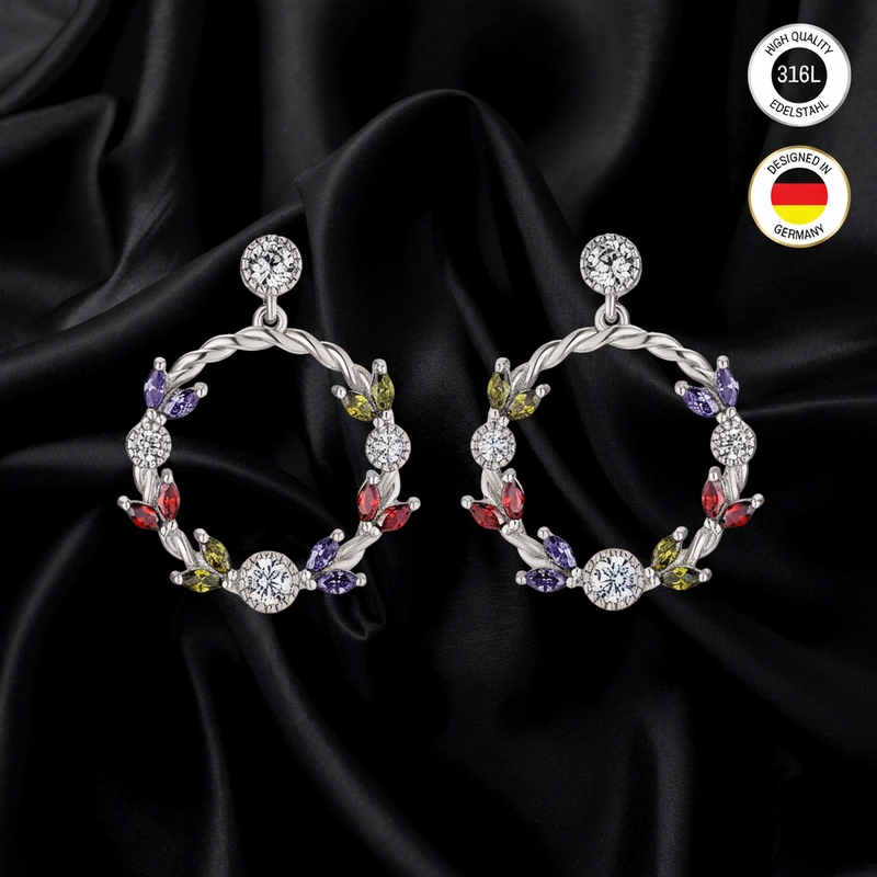Image of Silvery, ' Earrings With Zirconia Stone White - Water Resistant - Ear Studs