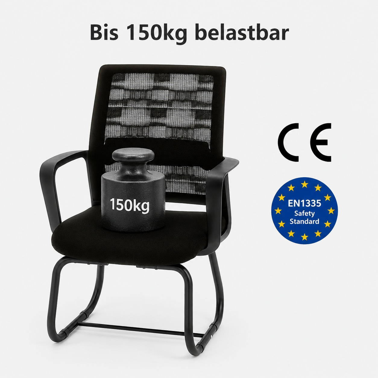 Image of 45*55*90 Cm Ergonomic Curved Office Chair, Optionally With Mesh Or Fabric Backrest, Black Visitor Chair For Office Conference Home.