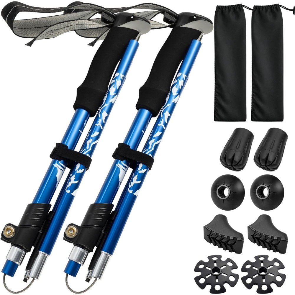 TEMU Lightweight, Foldable Trekking Poles With An Adjustable Length Range Of 108–130 Cm. Features 7075 Aluminum Alloy Shafts And Padded Wrist Straps;