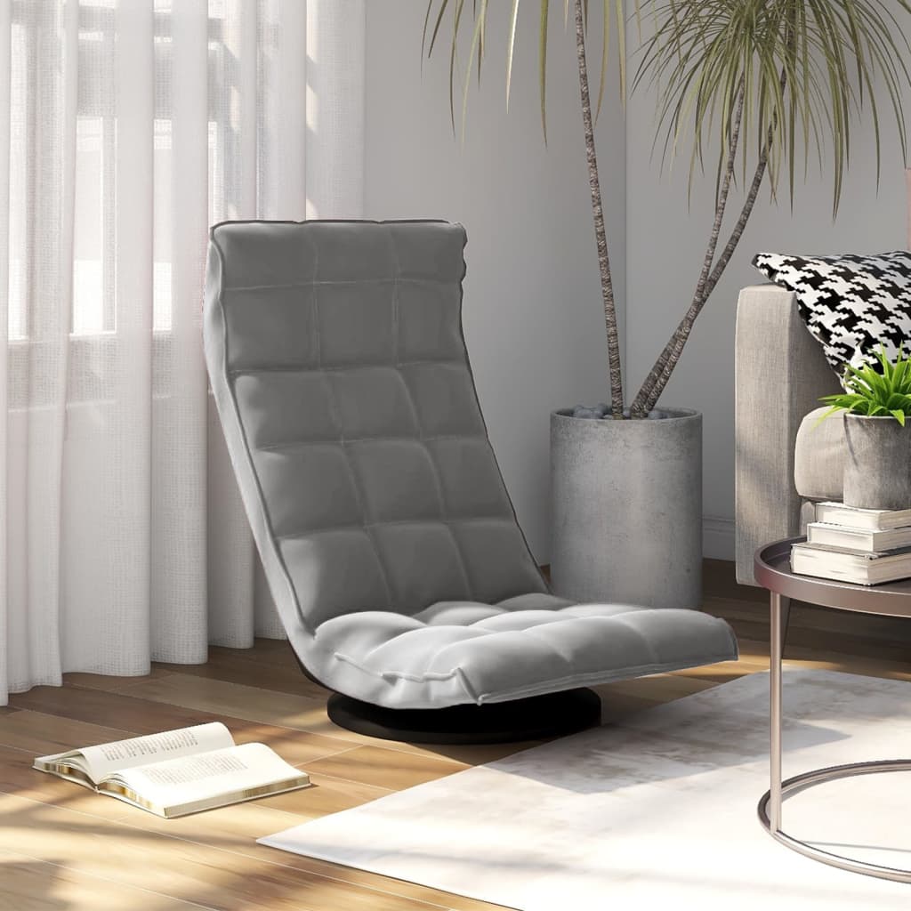 Image of Vidaxl Floor Chair, Swivel, Foldable, Floor Armchair, Relaxation Chair, Recliner, Tv Chair, Lounge Chair, Upholstered Armchair, Living Room, Light Grey Velvet