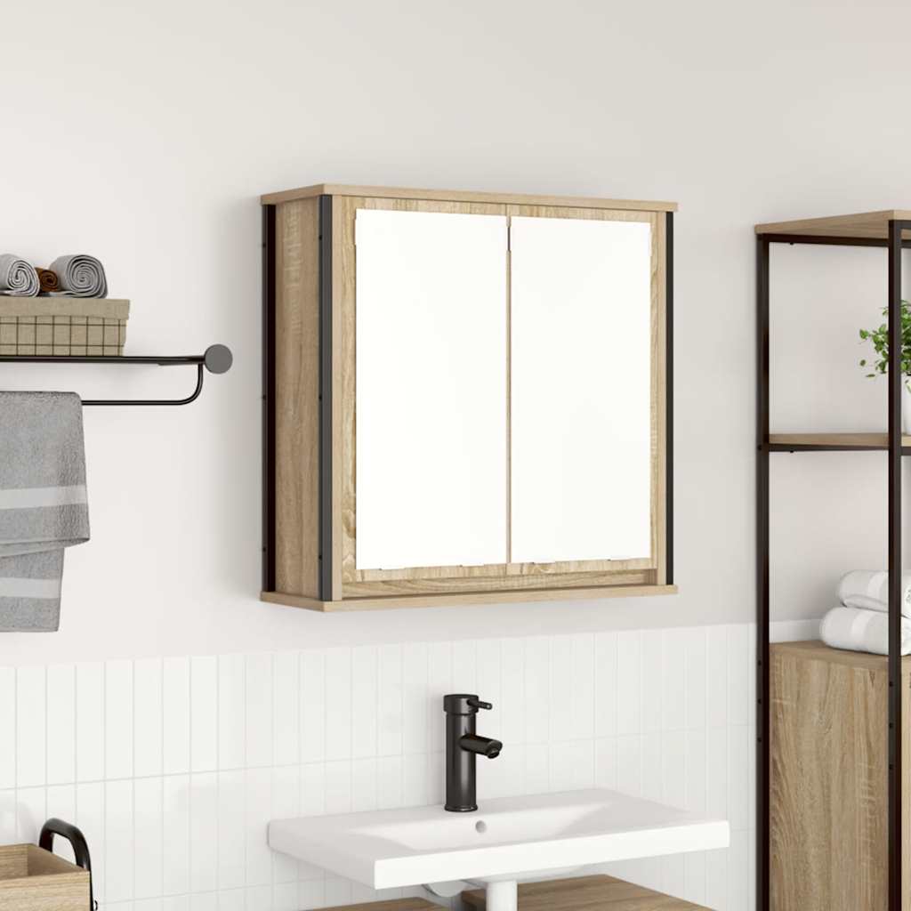 Vidaxl Bathroom Cabinet With Mirror Oak 60x21x60 Cm