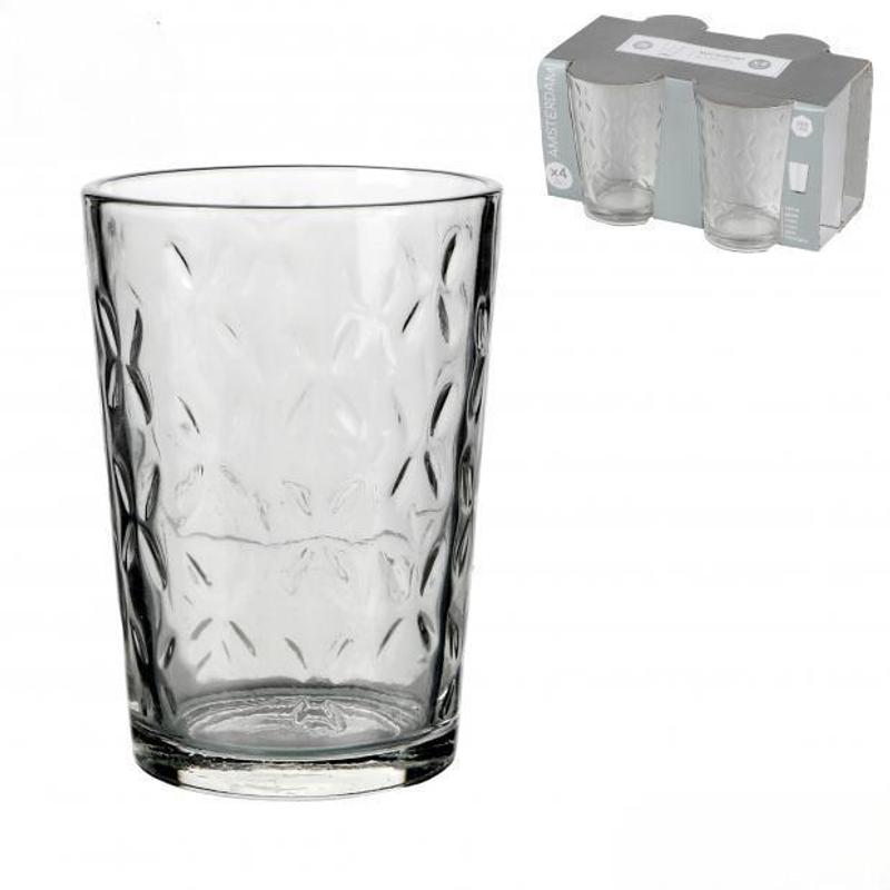 TEMU Clear Glass Tumbler Set Of 4 20 Cl Drinking Glasses For Water Juice Soft Drinks And Everyday Dining