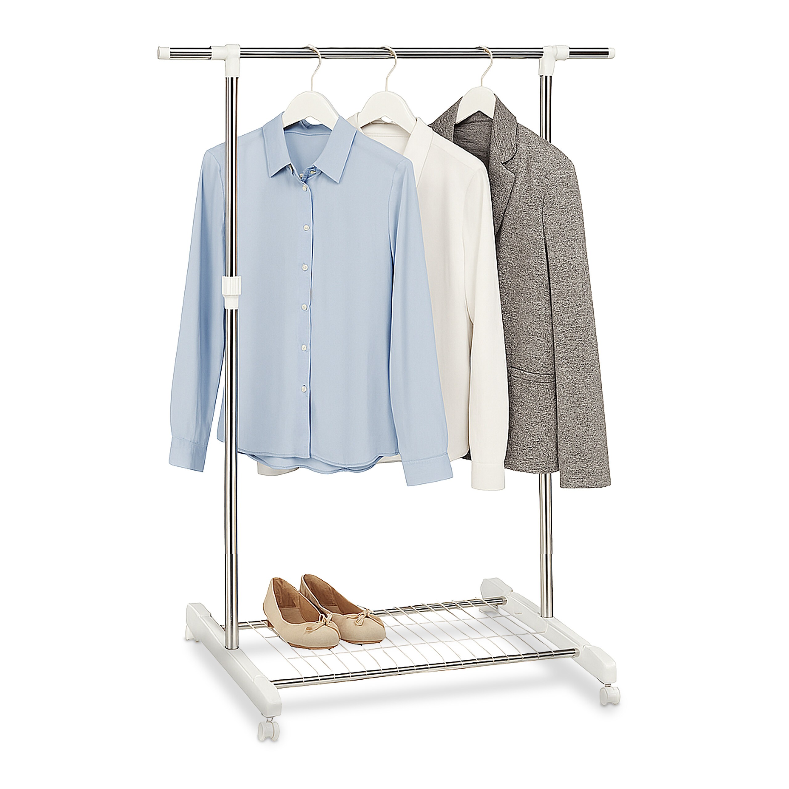 Clothes Rack In Silver/white