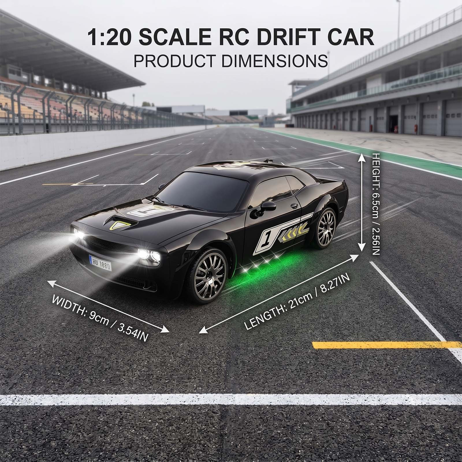 1:20 Scale RC Drift Car with Rechargeable Batteries & LED Lights