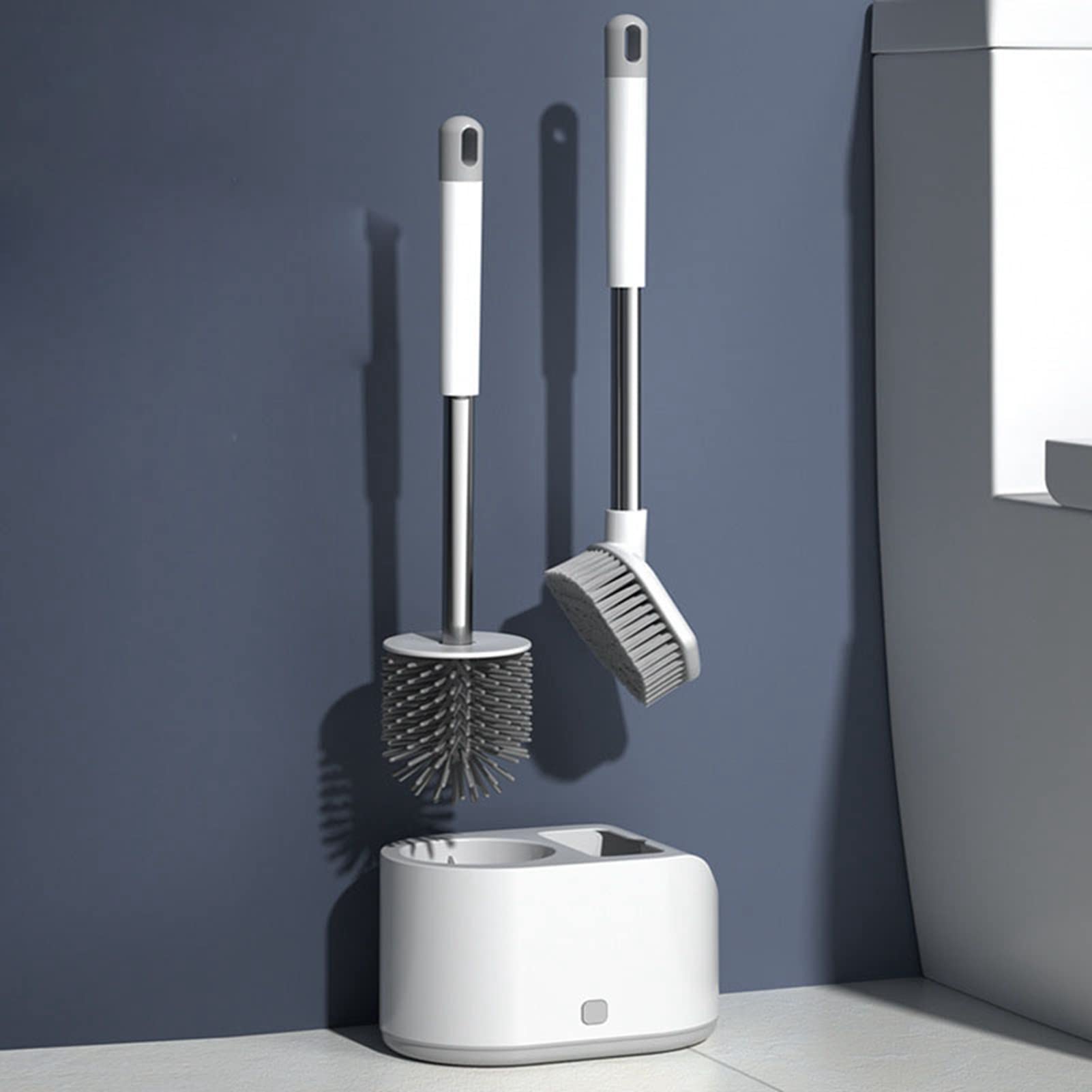 TEMU Toilet Brush And Holder Set, 2 Pack Toilet Brushes With Long Shank Stainless Steel Handle, Deep Cleaning Toilet Bowl Brushes Drying Holder For