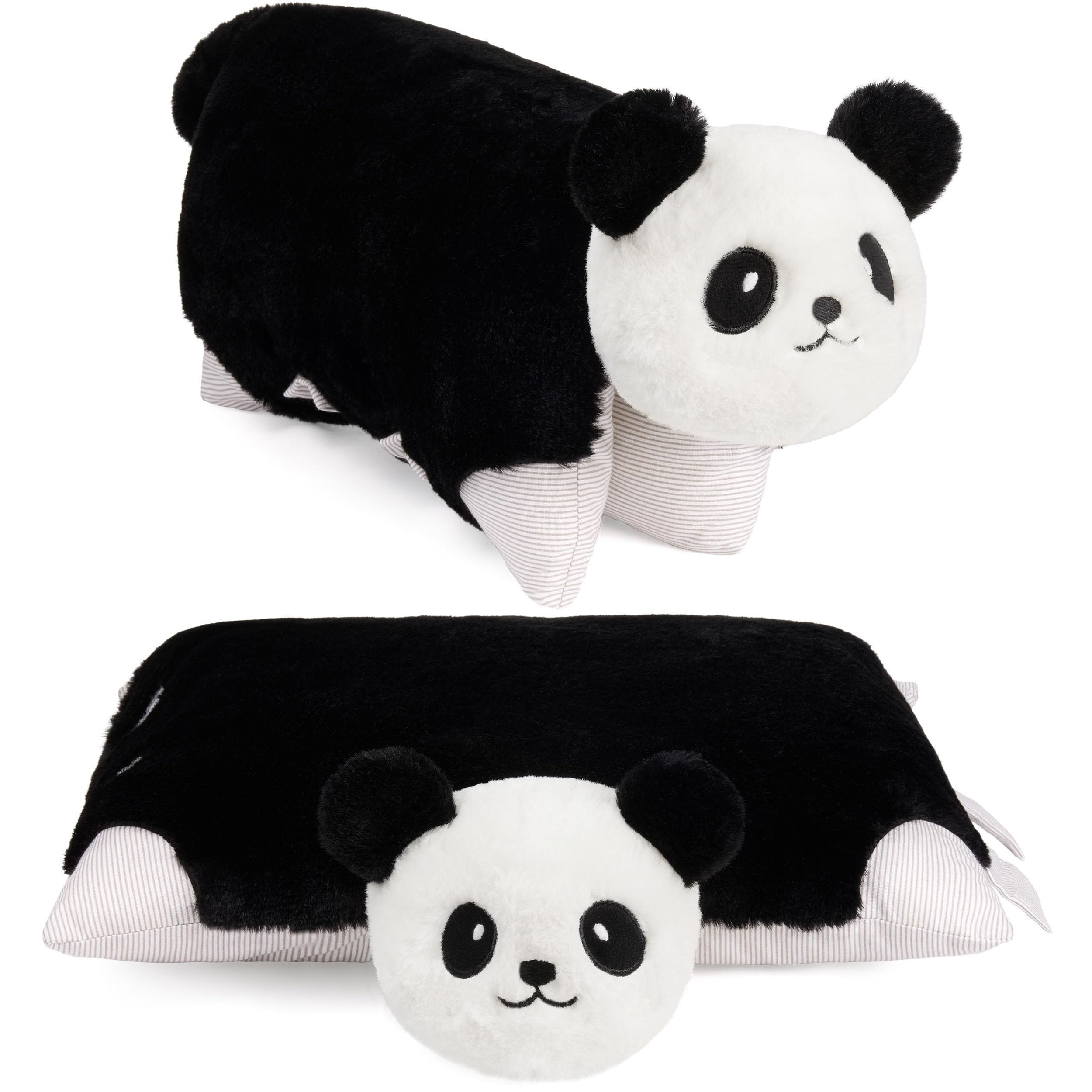 Image of Brubaker - 2 In 1 Plush Toy And Cuddle Pillow 40 X 30 Cm - Foldable Children's Plush Pillow With Closure - Panda Pillow Stuffed Animal - Black White