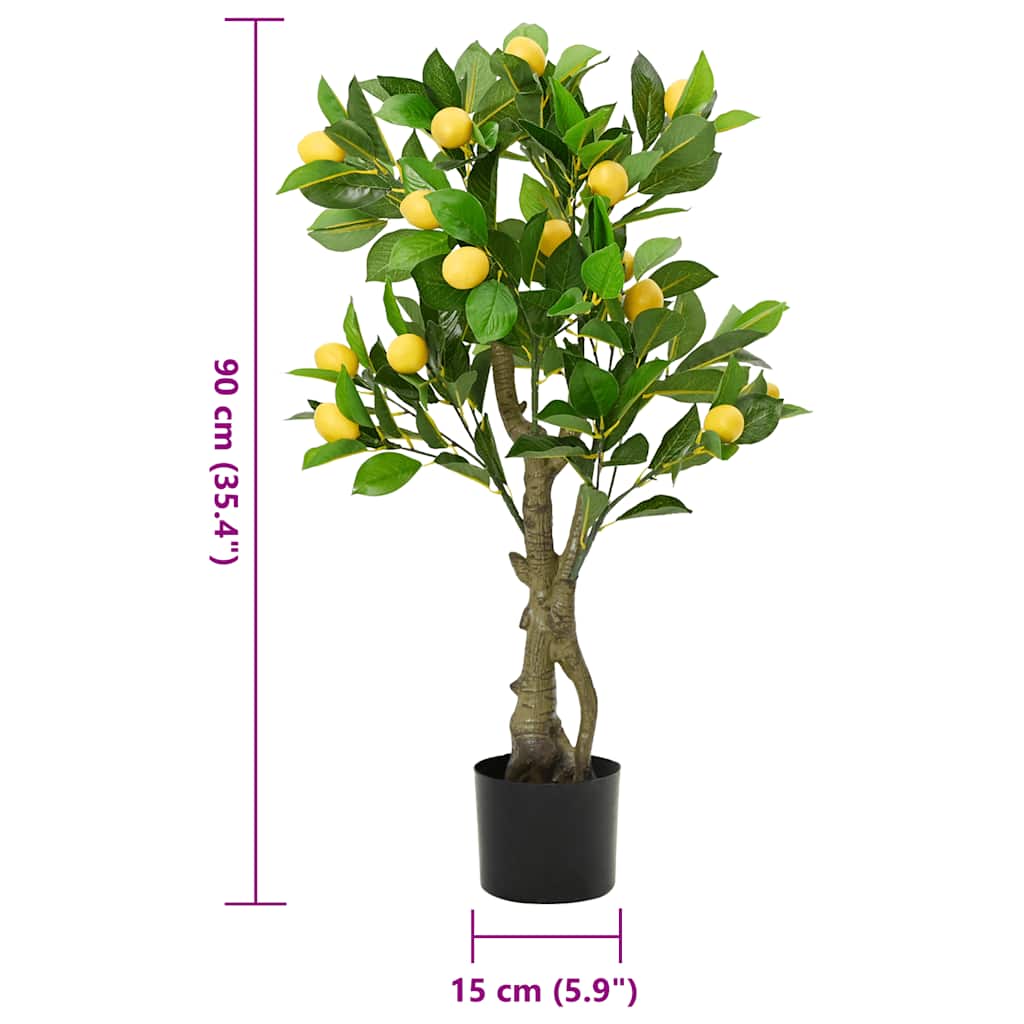 Künstlicher Zitronenbaum (90 cm) – mit 234 Blättern, im Topf