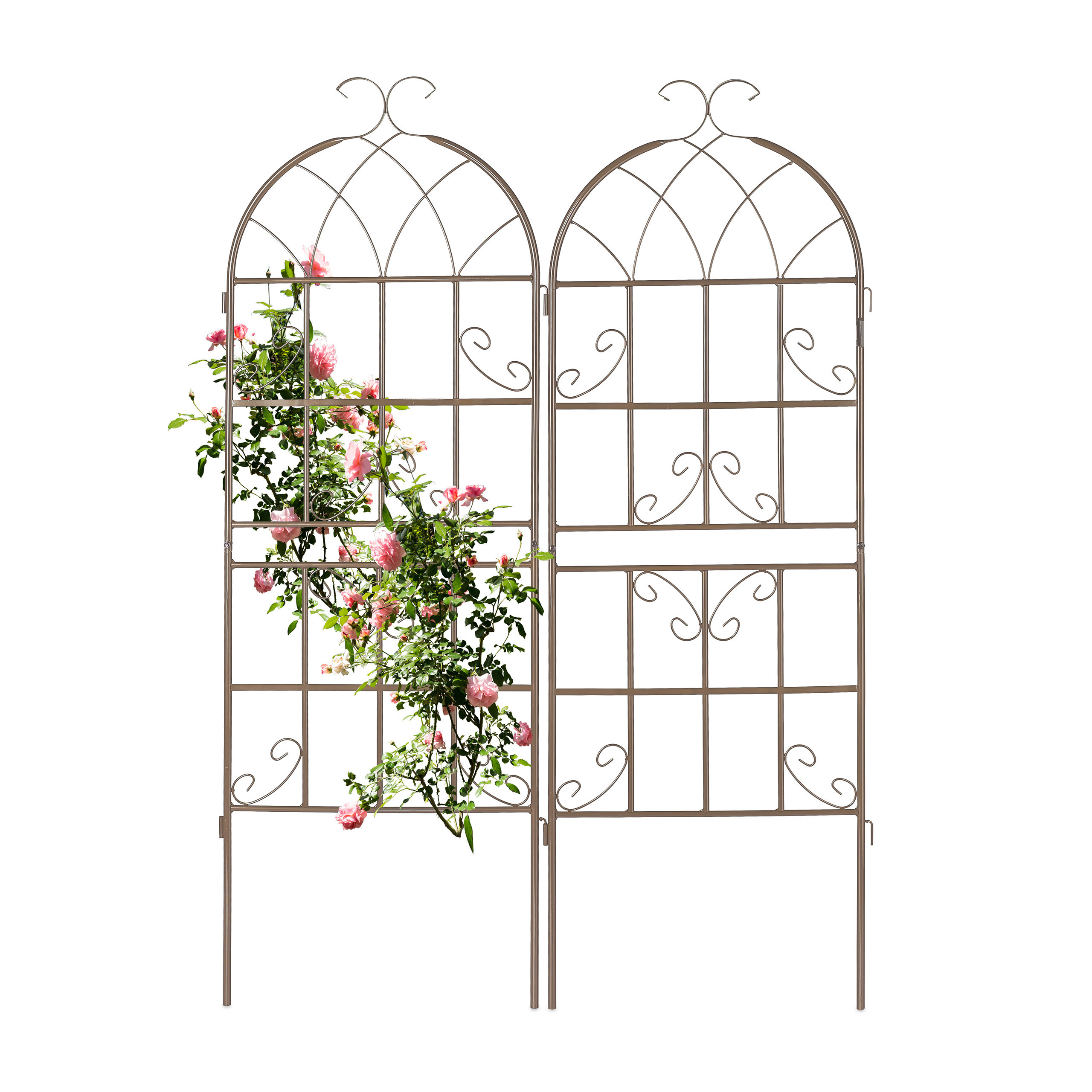 TEMU Rankgitter Vintage, 2er Set, Eisen, braun, 150 x 50 x 2 cm je Element, mit Scharnieren verbindbar, pulverbeschichtet, für Garten, Beet und