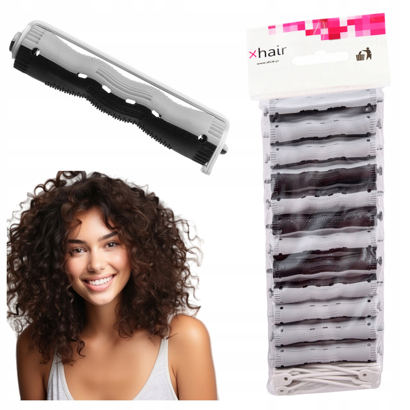 Image of Professional 16mm Sinusoidal Wave Curlers - 12pc Durable Plastic Hair Styling Rollers With Elastic Bands For Lasting Natural Waves
