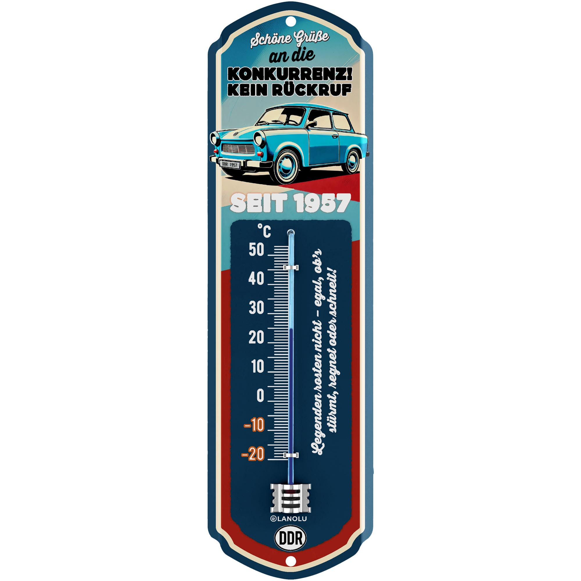 Image of Retrothermometer – Thermometer – Ddr Blechschild, Retro Wandthermometer, 8x28 Cm