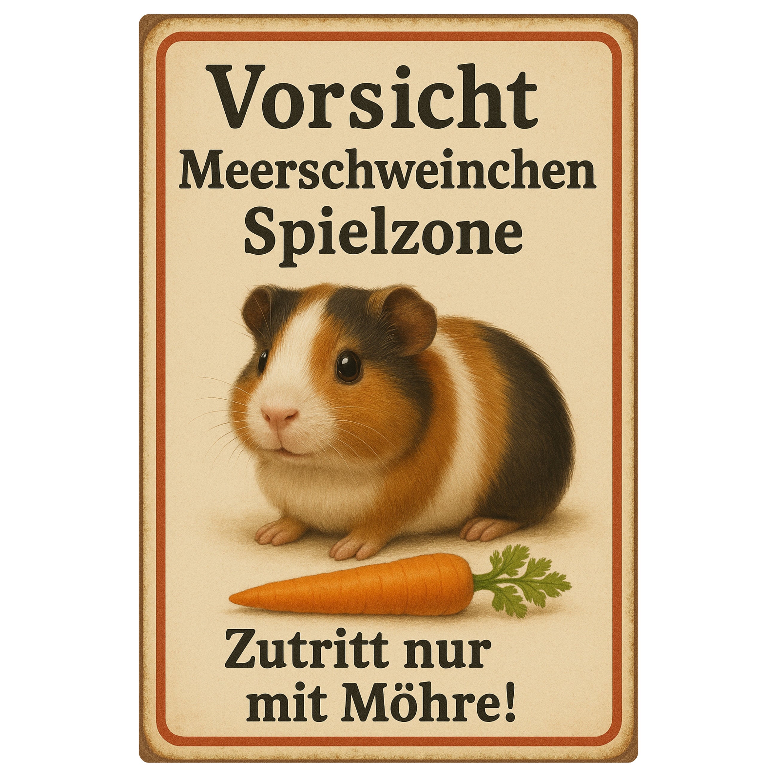 Image of Warning Sign "beware! Guinea Pig " 20x30cm - Funny Metal Sign For - Weatherproof, & - Gift Idea For Kids