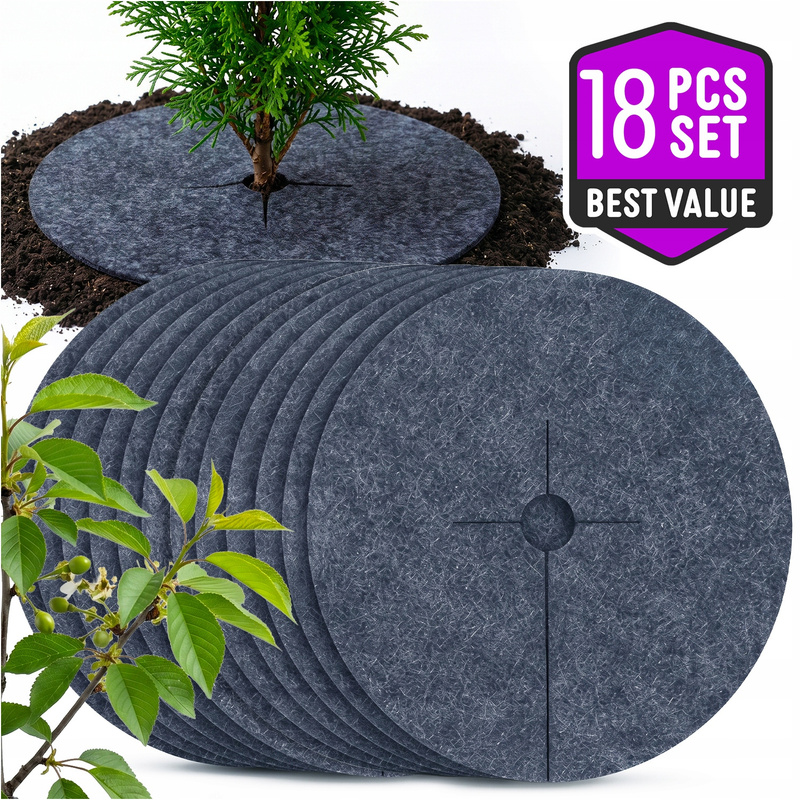 TEMU Weed Barrier Mulching Discs 17 Cm, Set Of 18 Pcs, Protective Discs For Trees, Shrubs, And Seedlings, Felt Covers To Limit Weed And Grass Growth