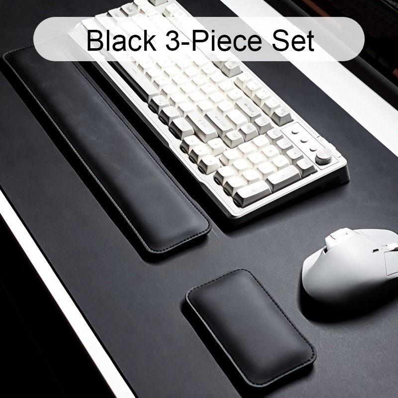 TEMU 3-piece Vintage Texture Large Computer Desk Mat Set For Office And Home Use: Mouse Pad + Keyboard Pad + Wrist Rest, Non-slip Desk Protector For