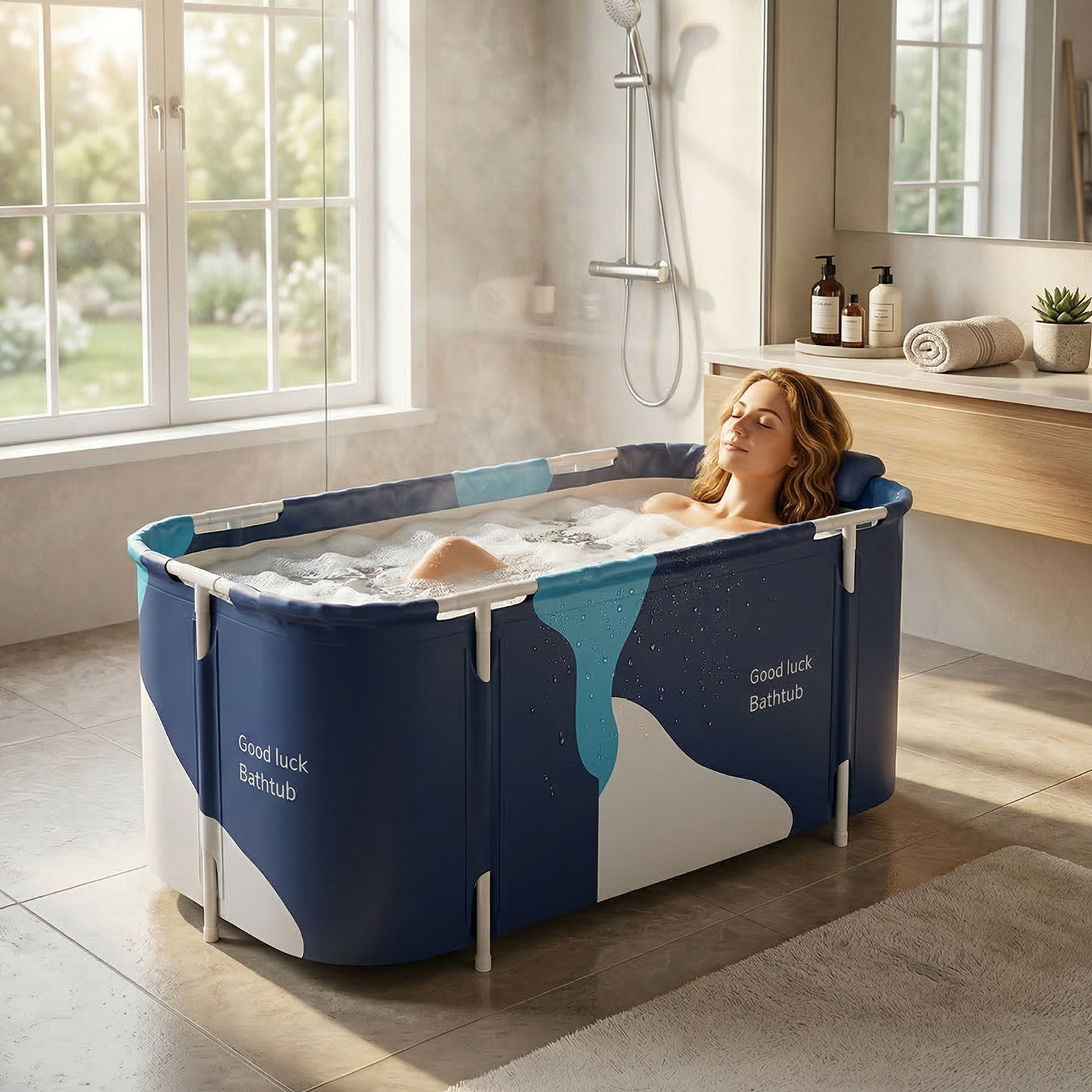 1pc portable folding soaking tub   white freestanding bathtub with   heat preservation ideal for hot cold water relaxation   bath and therapeutic  