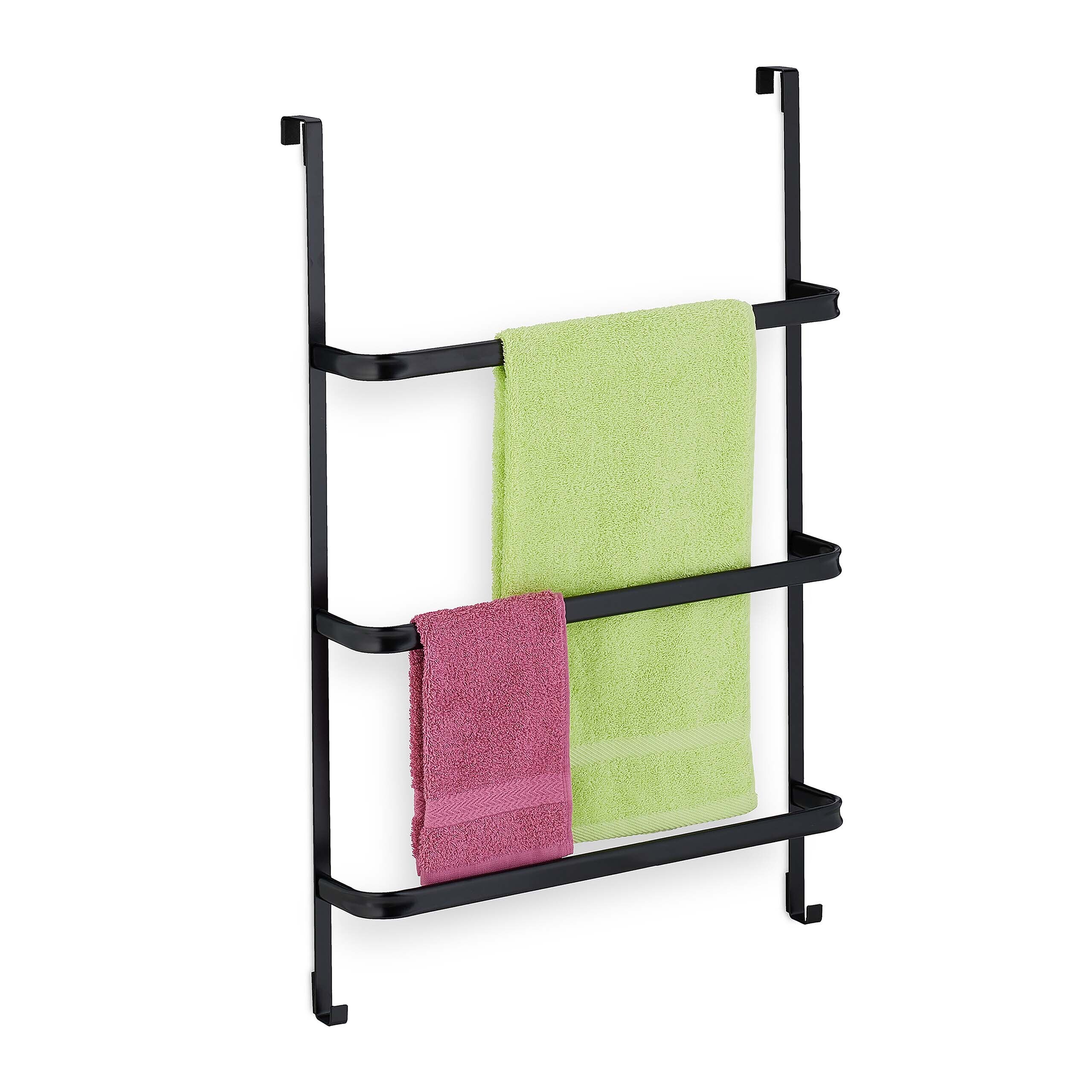 Door Towel Holder In Black - (w)54.5 X (h)85 X (d)15 Cm