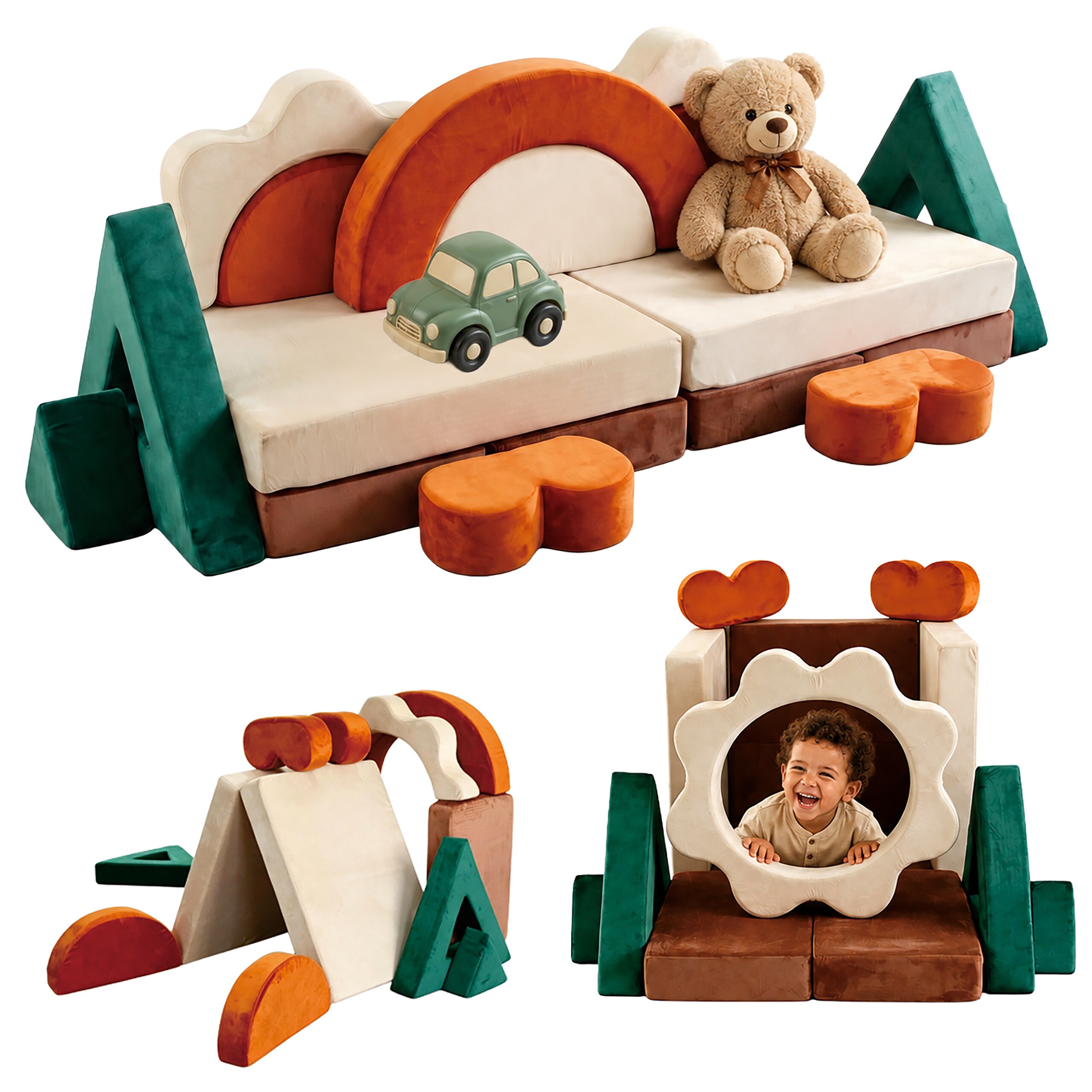 18pcs Children's Play Sofa Set "velvet" In Colorful - (w)194 X (h)53 X (d)66 Cm