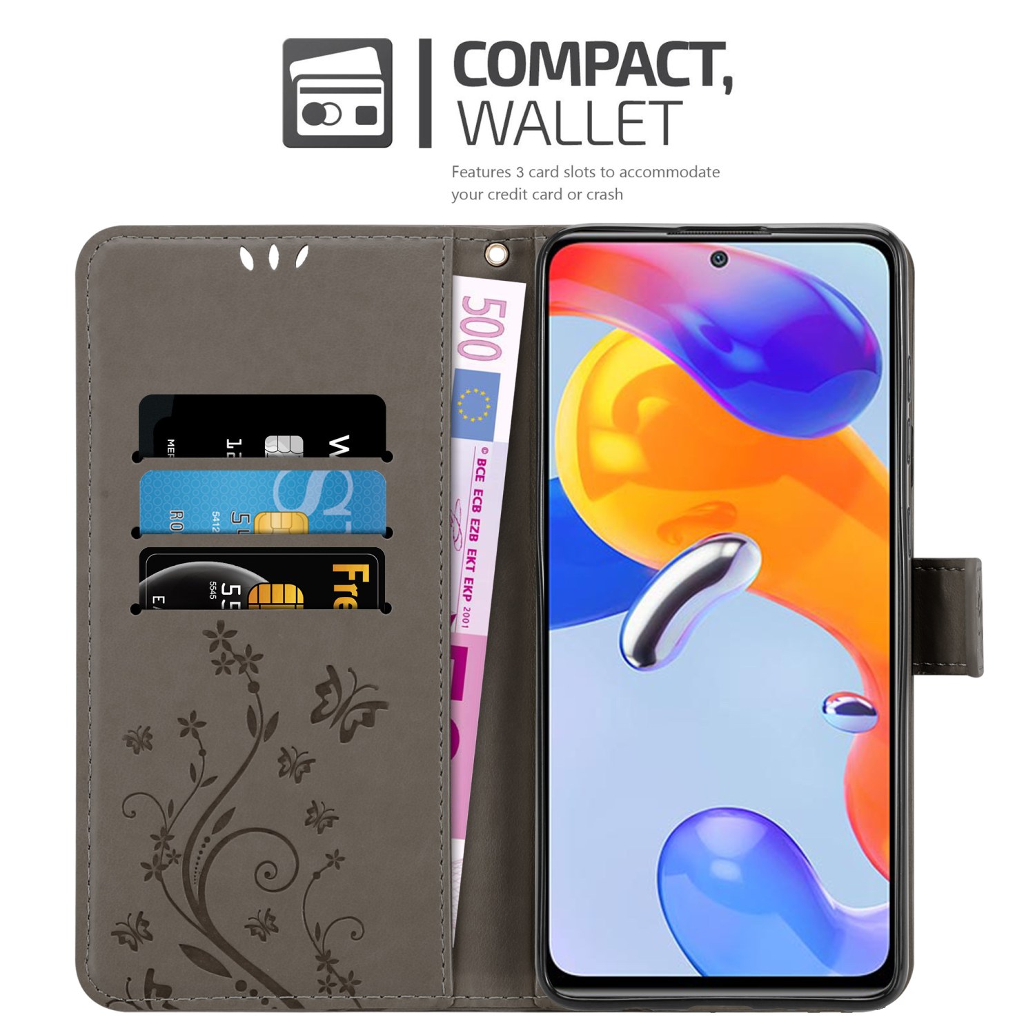 Custodia Portafoglio In Pelle Per Xiaomi Redmi Note 12 4G – Flip Cover Magnetica Con Slot Carte E Supporto – Nero - 5