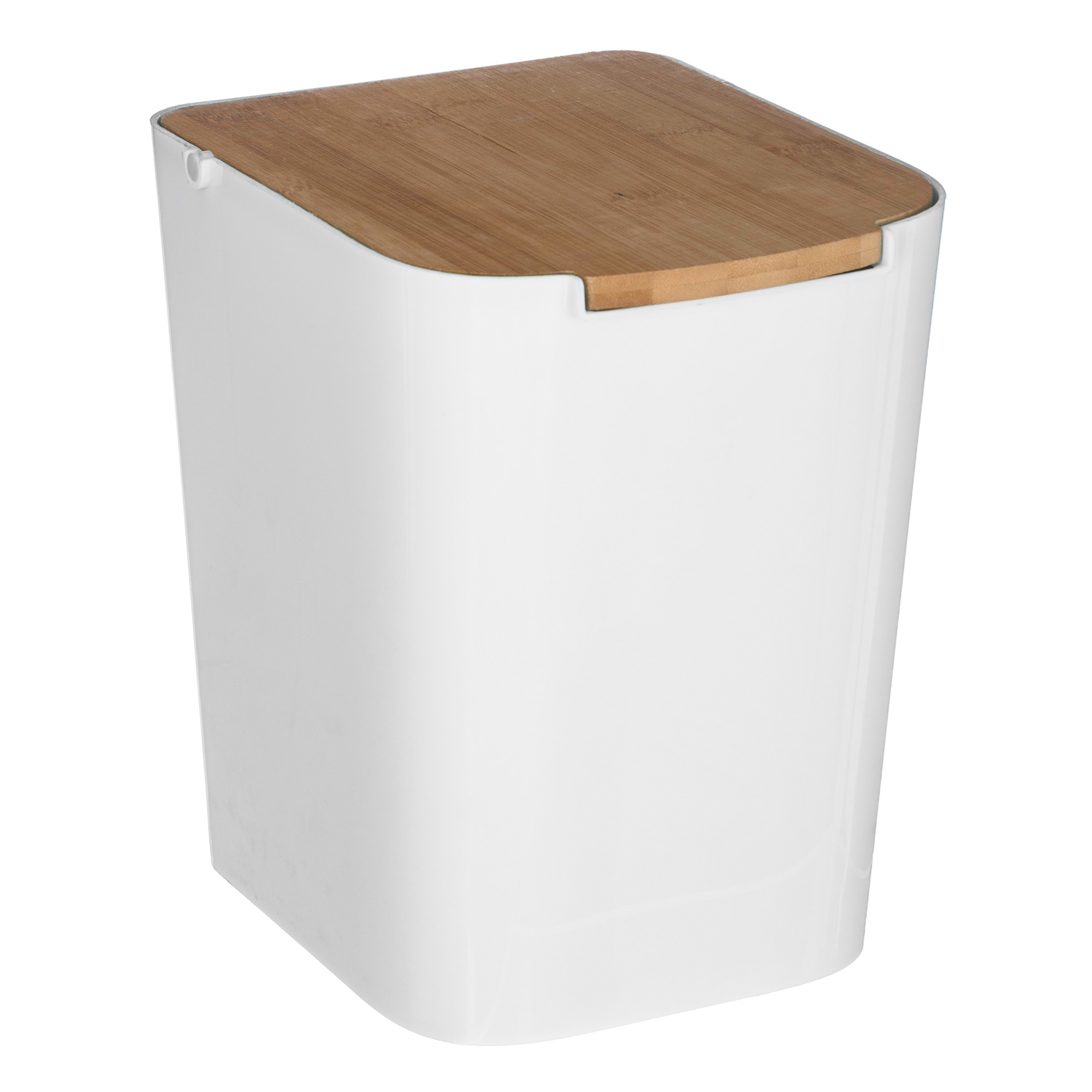 Image of Well Home - '' 5l White Bathroom Trash Can With Bamboo Lid