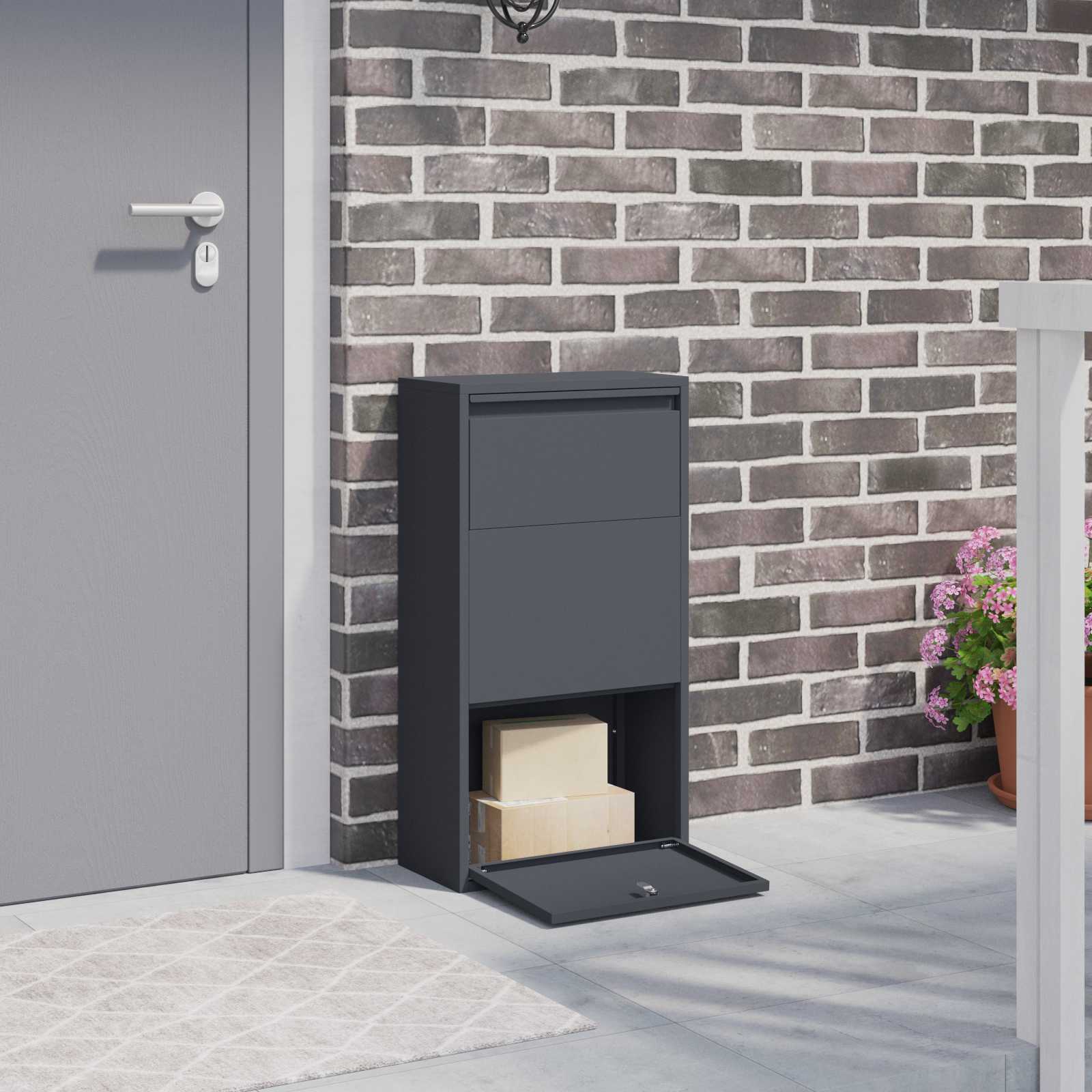 Image of Parcel Box With Door 44 X 22 X 82 Cm Steel - Color Of
