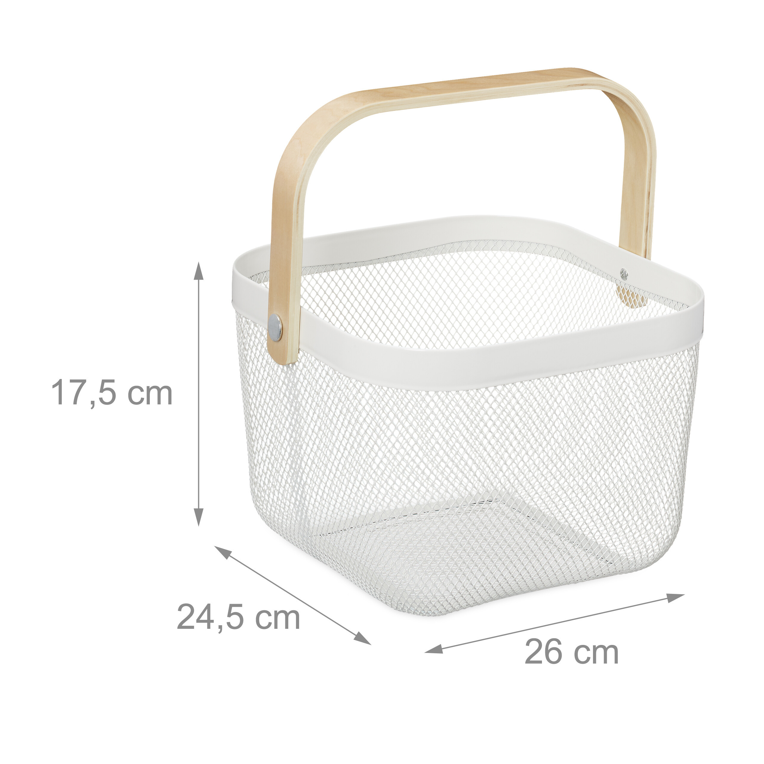2 x Wire Basket in White/Natural for Organising