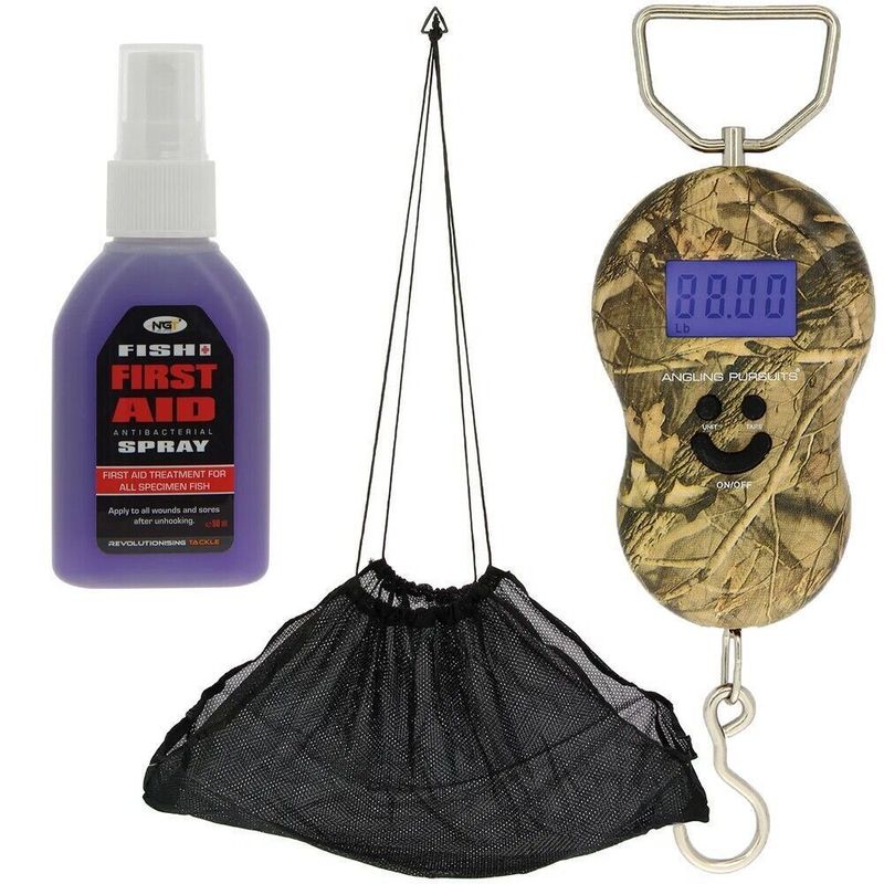 TEMU Fishing Scale Digital Lcd Camo 40kg/88lb Mesh Coarse Weigh Sling Fish Aid Spray