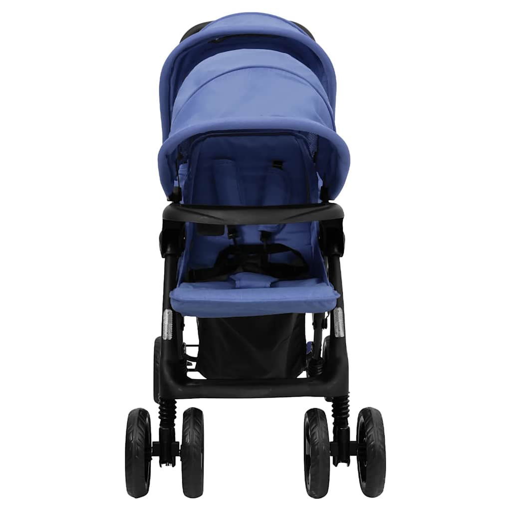 Marineblauwe Stalen Dubbele Wandelwagen – Tweelingwagen, Opvouwbare Wandelwagen, Lichtgewicht Babywagen, Babyaccessoires, Kinderveiligheid