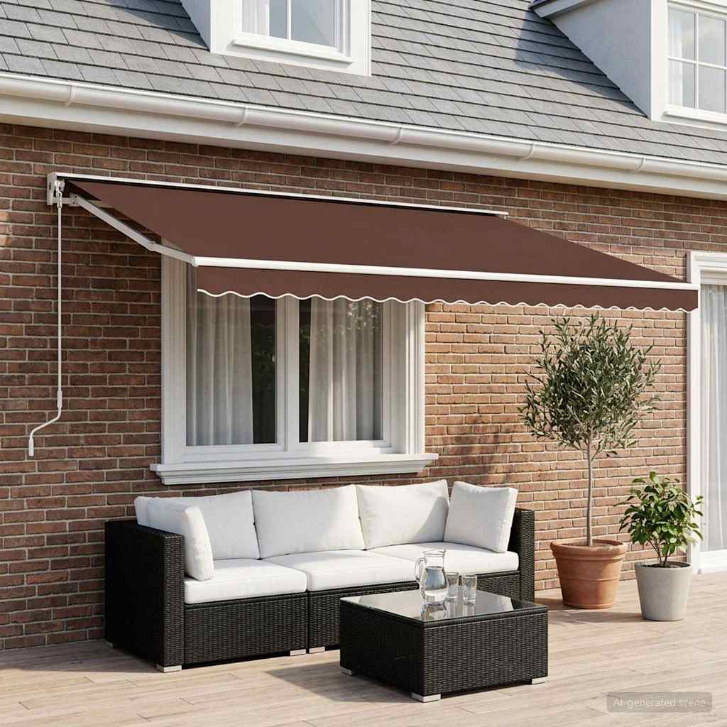 Replacement Fabric For Awning, Awning Replacement Canvas With Valance, Awning Valance For Awning, Brown, 600x300 Cm