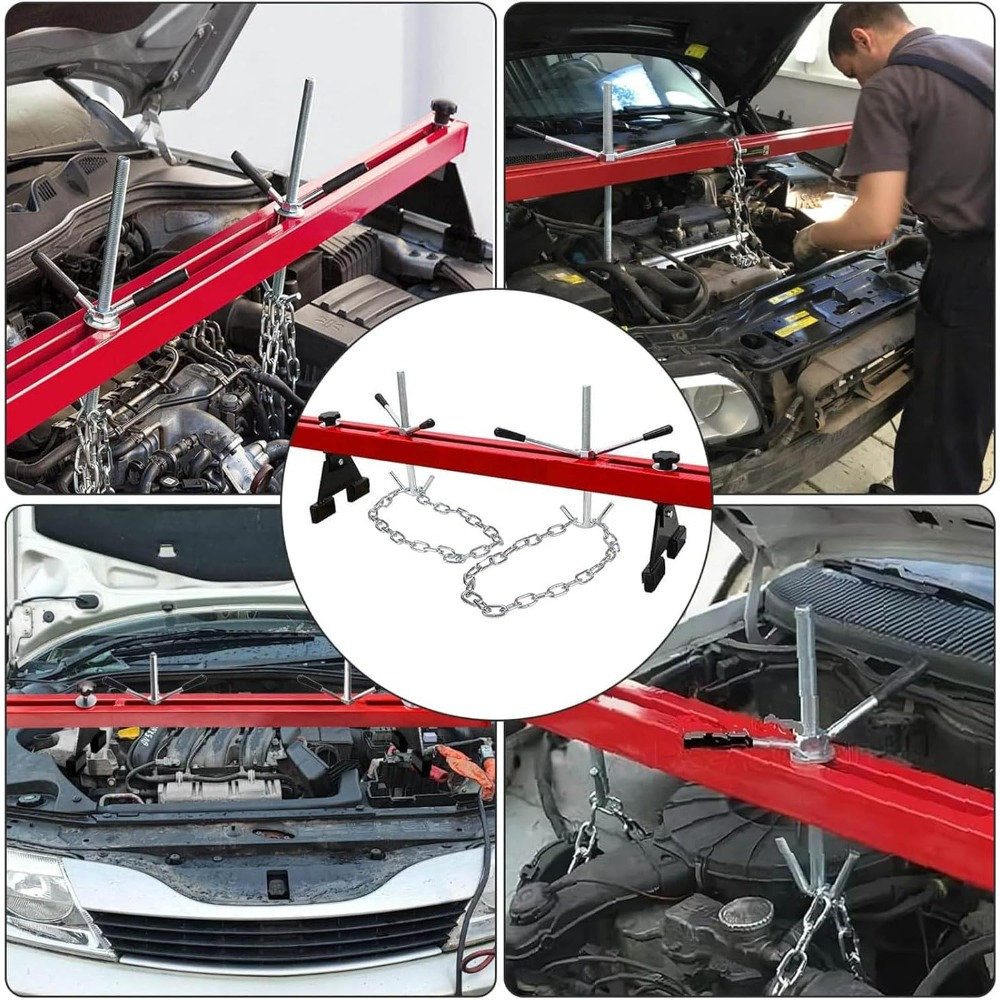 Heavy Duty Engine Support Beam with 2 Thick Chains for Vehicles