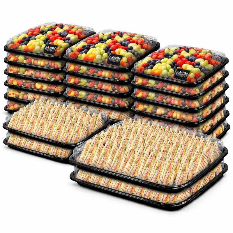 TEMU 19 Pack Of Sandwich Platter Trays With Lids 9 X 13 - Reusable Plastic Buffet Trays For Catering, Sandwich Trays & Meal Prep Serving Trays For