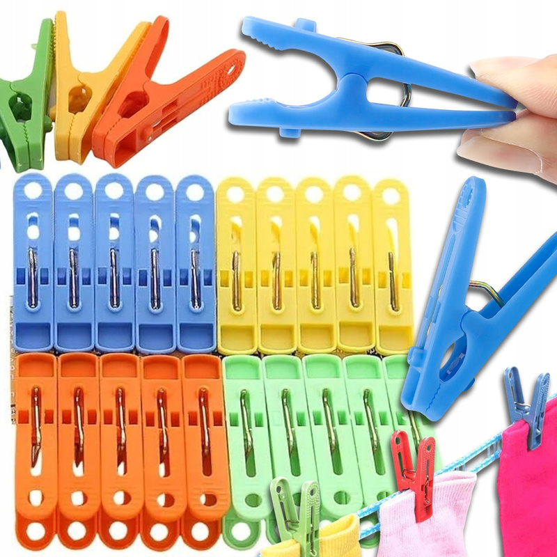 Spin Clips For Drying, 20pcs, Mixed Color, Made Of Plastic, Universal, For Drying Clothes, Indoor And Outdoor Use, Weather Resistant