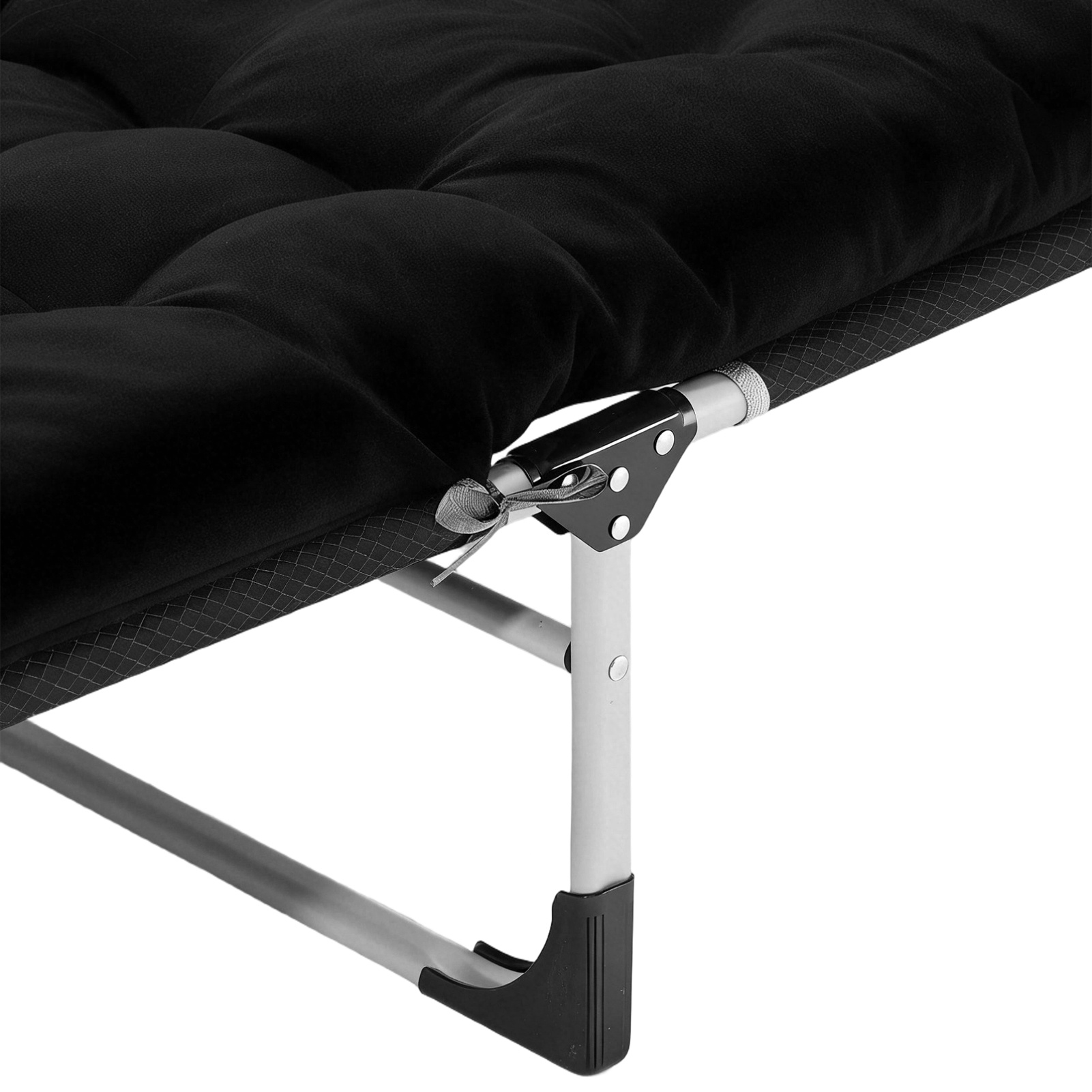 Black Portable Folding Camping Bed with Adjustable Backrest