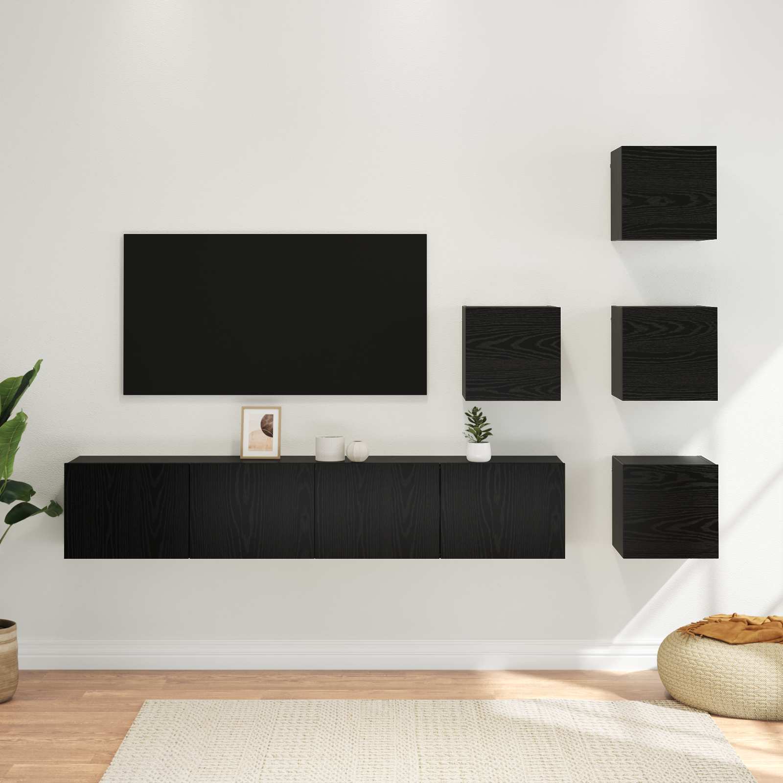 Image of Tv Cabinet Set 6pcs. - Material, Living Room, Rectangular Modern Tv Cabinet, Modular Storage, Space- Furniture, Compact Organizer