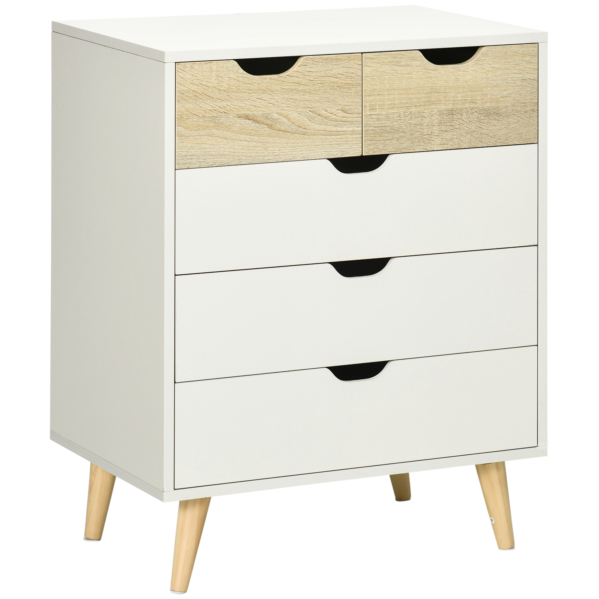 Homcom 5-drawer Dresser Storage Cabinet With 4 Beveled Legs - 60 X 40 X 77.5 Cm