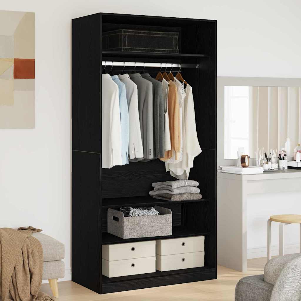 Image of Vidaxl Wardrobe 100 X 50 X 200 Cm - Wooden Wardrobe With Clothes Rail And Shelves, Perfect For Your Bedroom. An Ideal Solution For Your Storage, Modern Furniture With A Smooth, .