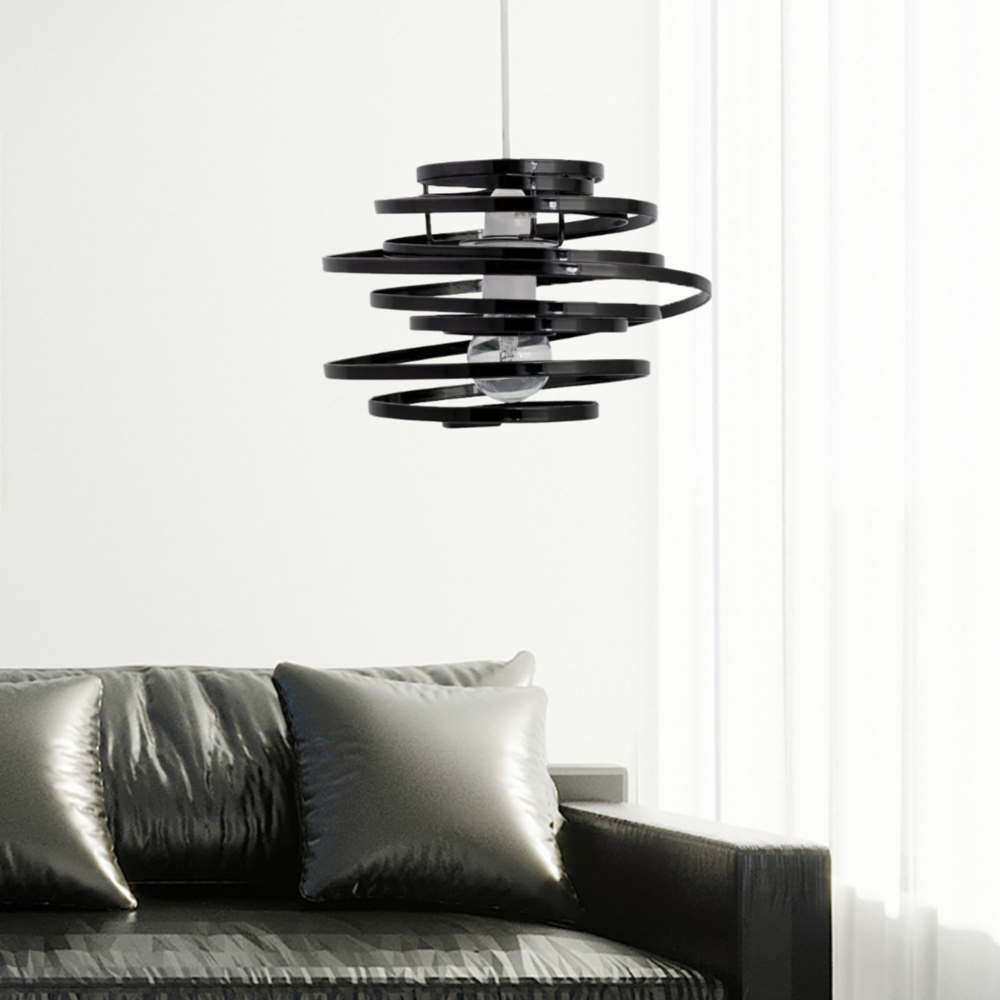 First Choice Lighting Black Metal Swirl Easy Fit Lamp Shade