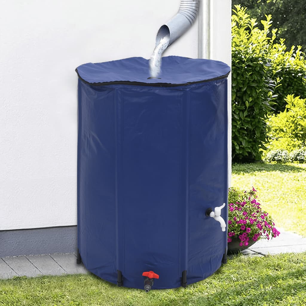 Image of Vidaxl Water Tank With Faucet, Rainwater Tank With Abs Outlet Valve, Foldable Blue 750l Pvc With Zipper