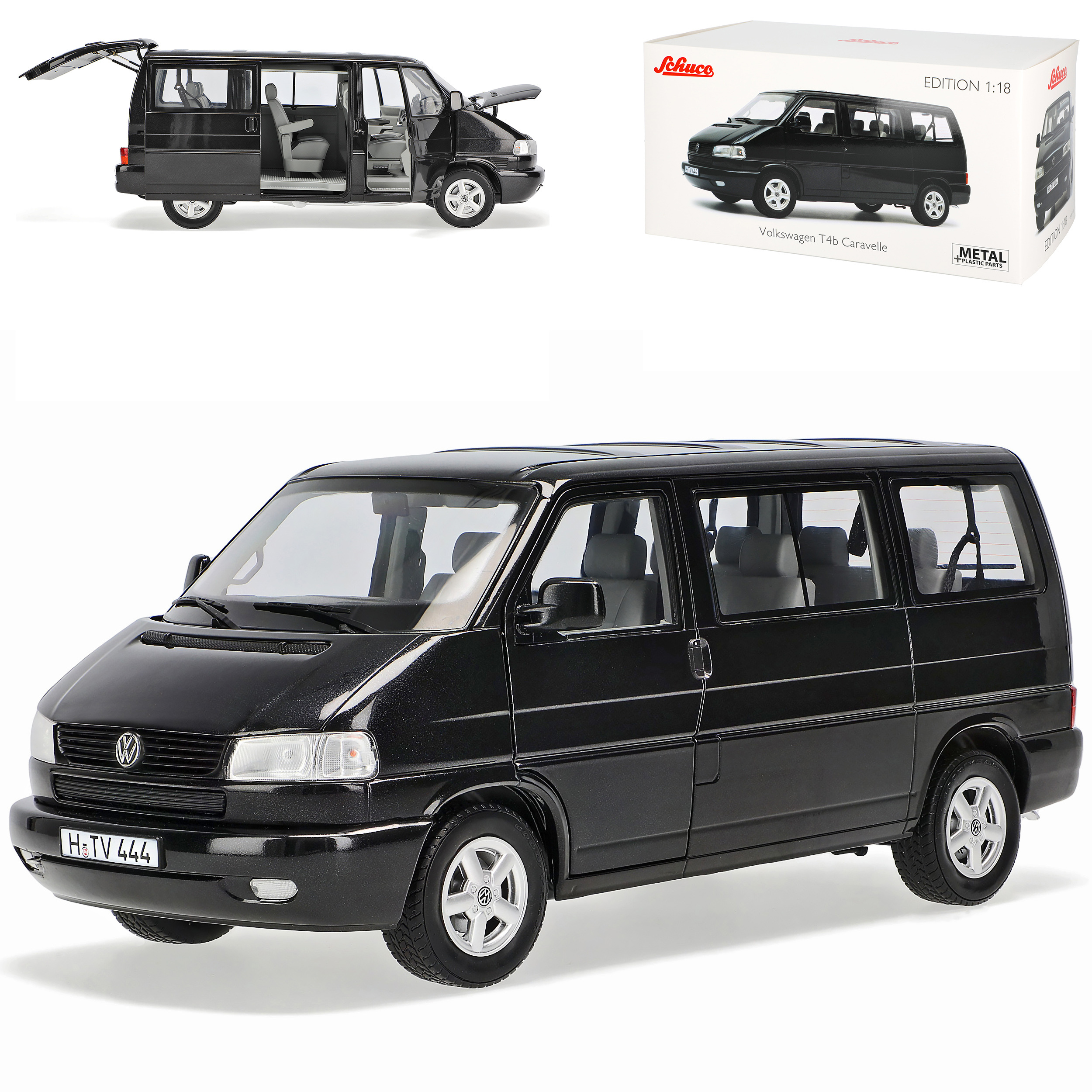 Vw T4 B Bus Passenger Transporter Black 1990-2003 1/18 Schuco Model Car