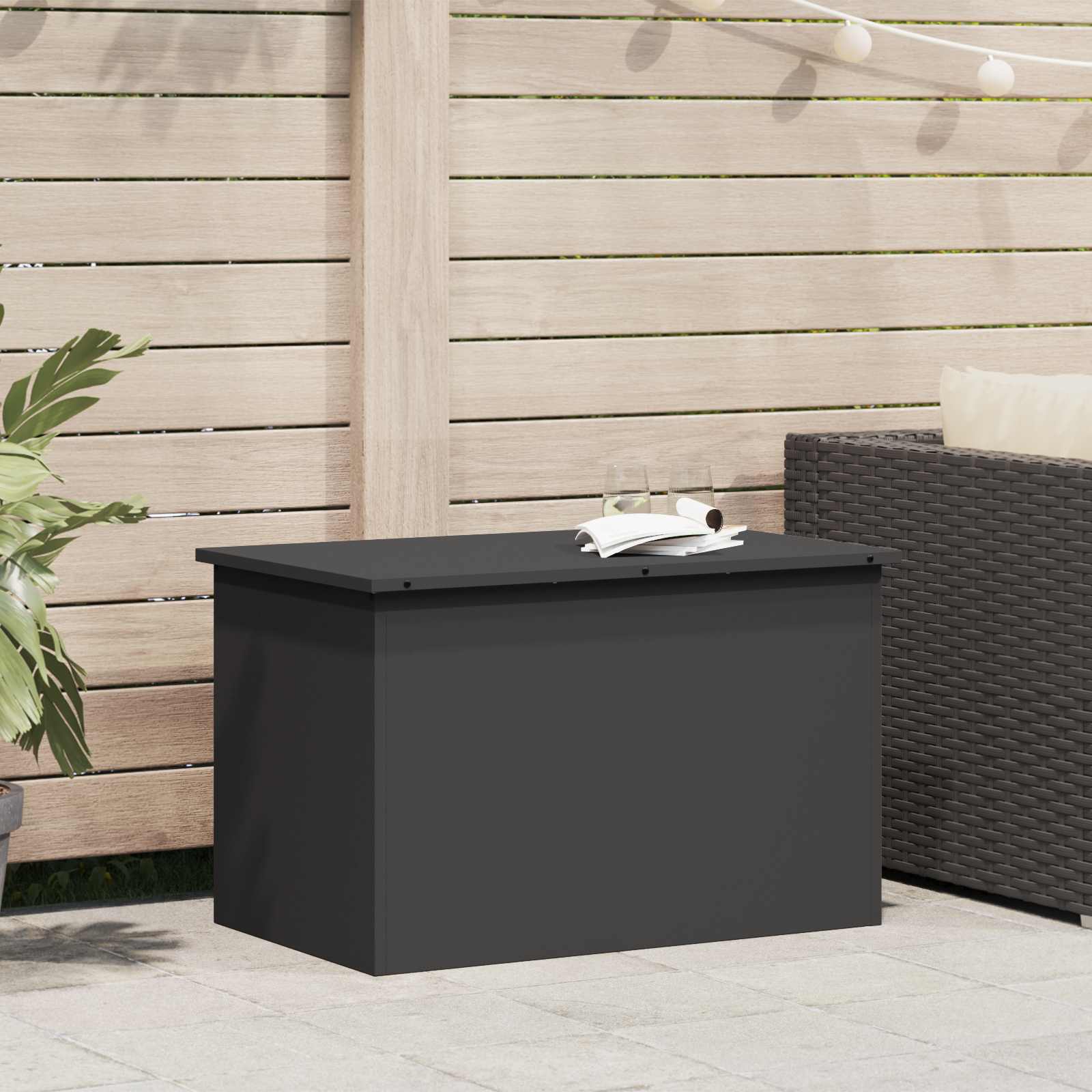 Garden Storage Box Galvanized Steel 80 X 50.5 X 50 Cm 175 L, Garden And Terrace Box, Rectangular, Weather-resistant, Outdoor Organizer