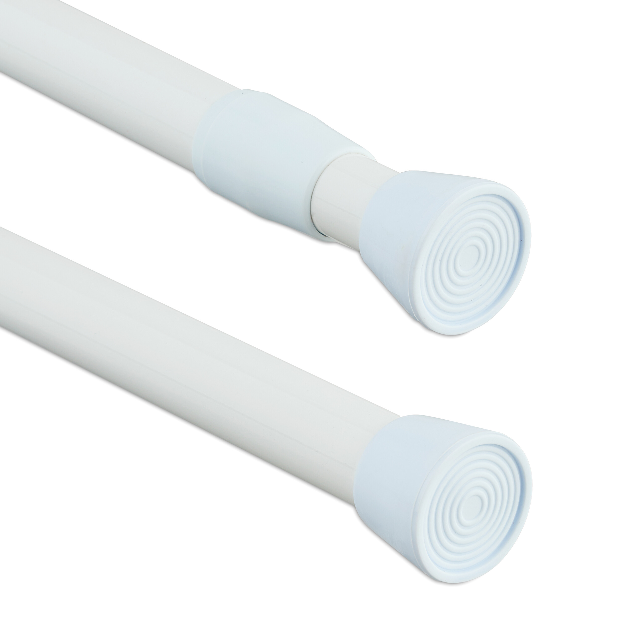 TEMU Tension Rod 110-200 Cm, 2 Cm Diameter, Stainless Steel And Plastic, White, Non-slip Caps, Supports Up To 10 Kg, No Drilling Required, For Shower