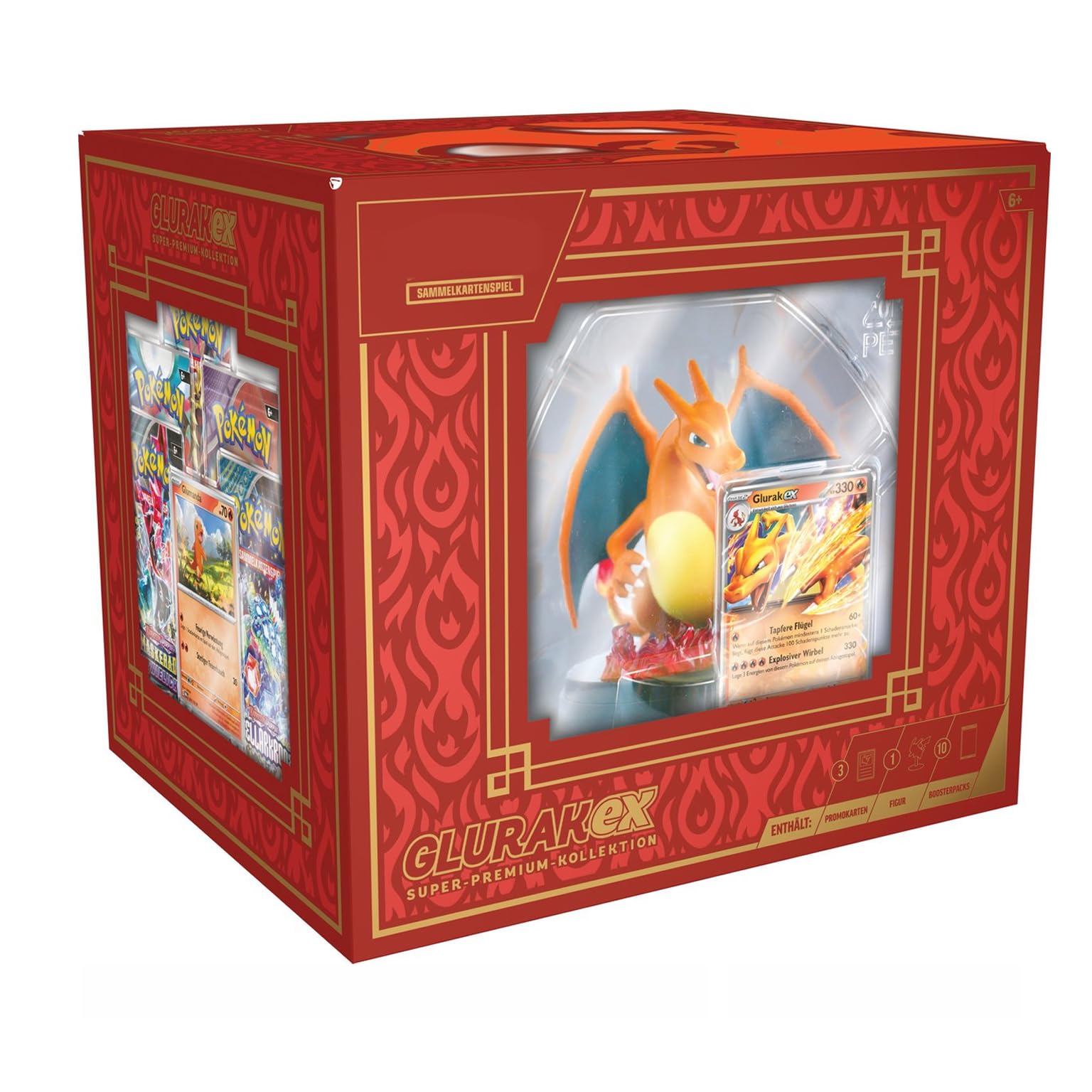 Image of Pokémon Glurak Ex Collection (de) – 10 Booster Packs, Glurak Figure & Holographic Cards – Edition