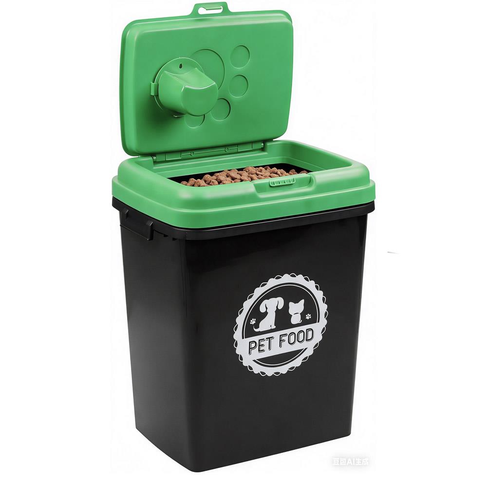 40L Pet Food Storage Container Airtight with Flip Top Lock – Holds 15kg Dry Food, Plastic Food Dispenser Bin with Scoop for Dog Cat Bird Fish Food Black/Grey