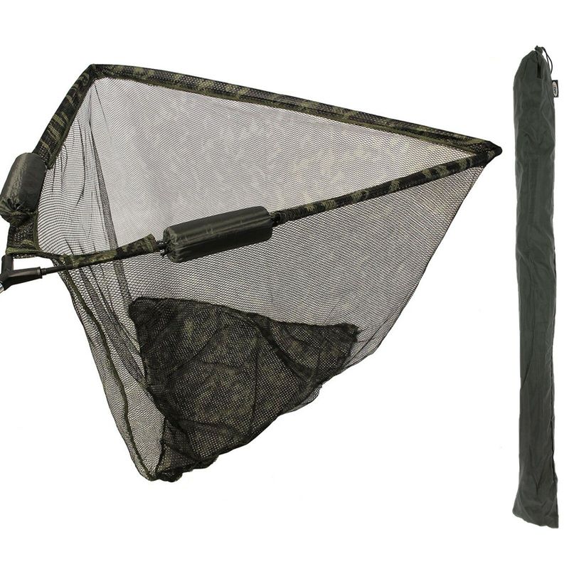 TEMU Fishing Landing Net 42" With Dual Net Floats Camo Carp Pike Tackle + Stink Bag