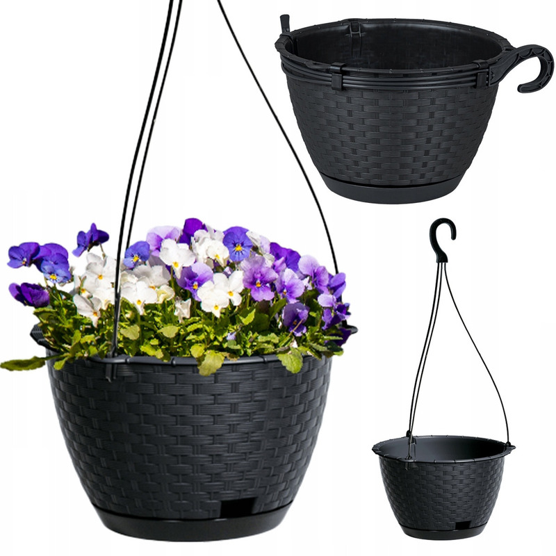Hanging Planter 23 Cm Rattan Round With Hook 3l