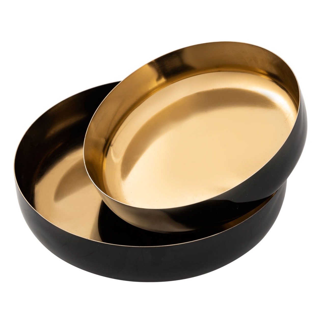 E-shop Deko Schale 2er Set rund ø 22/18 cm Knabberschale Glam hochwertig Metall gold und innen Emaille